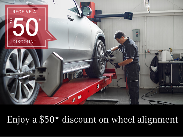 Take advantage of a $50 discount on wheel alignment