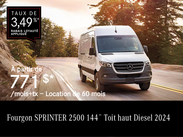 FOURGON SPRINTER 2500 2024, 144¨ à partir de 771 $/mois*+tx