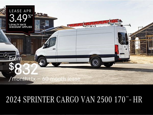 2024 SPRINTER 2500 Cargo Van, 170¨ from $832/month*+tx