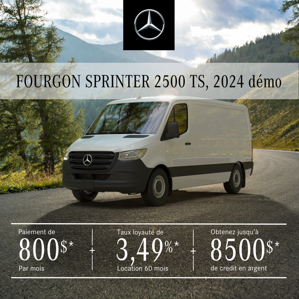 FOURGON SPRINTER 2500 2024, 144¨ à partir de 800 $/mois*+tx