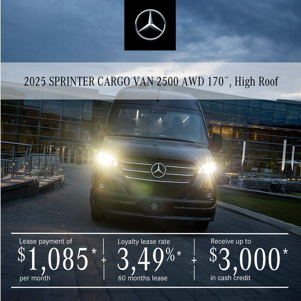 2025 SPRINTER 2500 Cargo Van AWD, 170¨ from $1,085/month*+tx