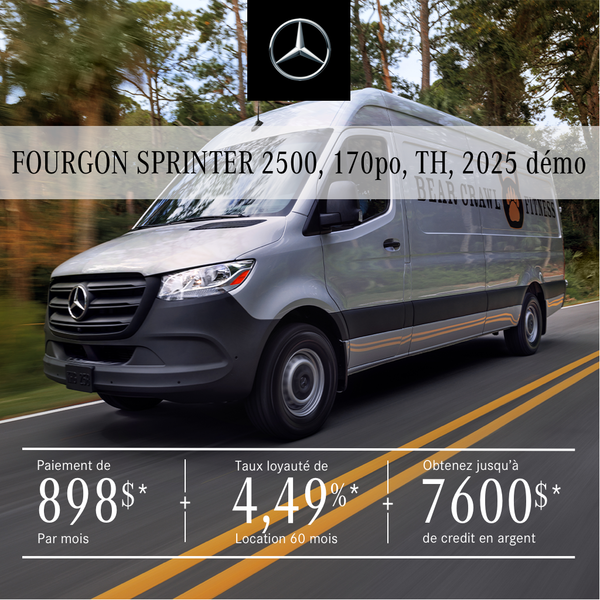 FOURGON SPRINTER 2500 2025, 170¨ à partir de 898 $/mois*+tx