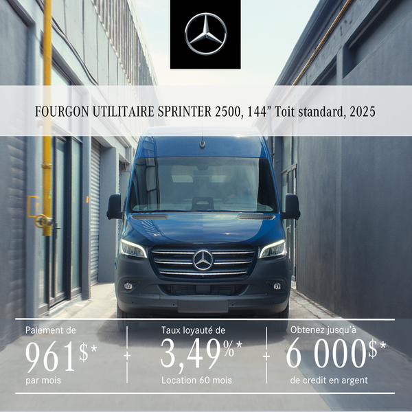 FOURGON SPRINTER 2500 144¨, 2025  à partir de 961 $/mois*+tx