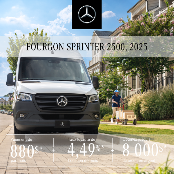 FOURGON SPRINTER 2500 2025, 144¨ à partir de 880 $/mois*+tx