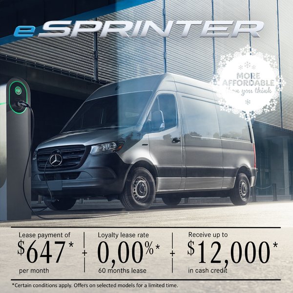 2025 eSPRINTER CARGO VAN 2500 demo at $647/month + taxes*