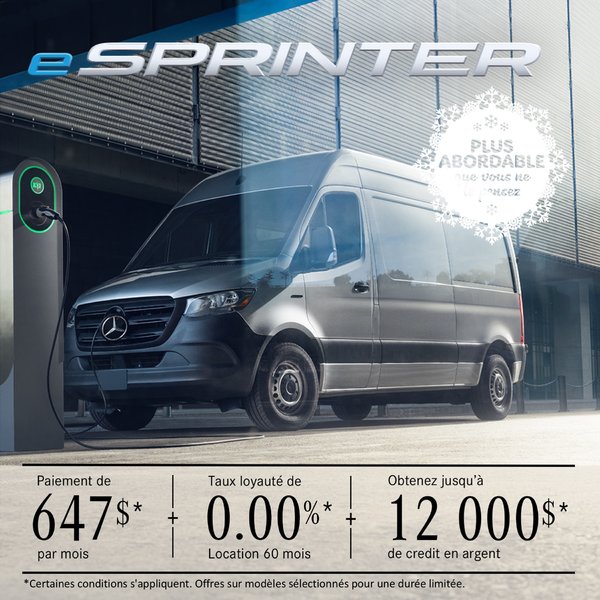 DÉMO FOURGON eSPRINTER 2500, 2025 à partir de 647 $/mois + tx*
