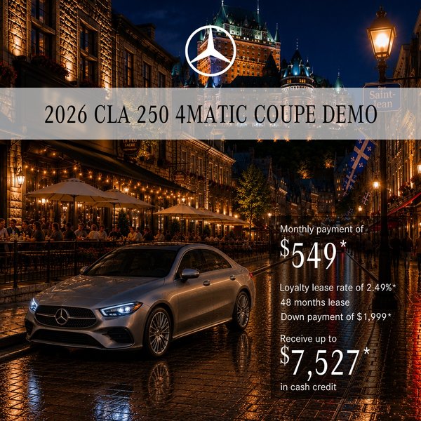 Lease the 2026 CLA 250 4MATIC Coupe from $549/month + taxes*