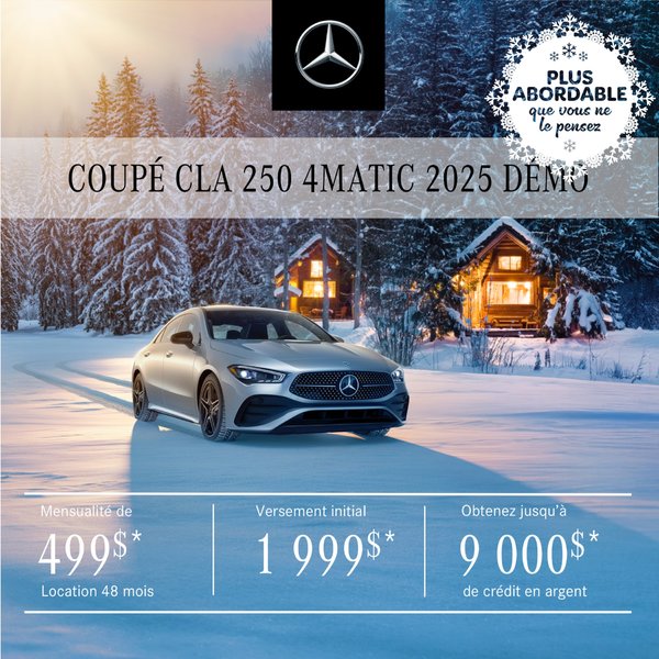 COUPÉ CLA 250 4MATIC 2025 à partir de 499 $/mois*+tx