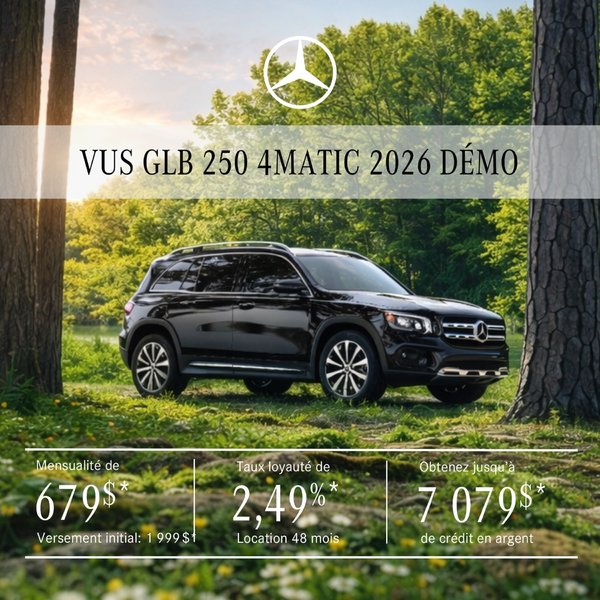 VUS GLB 250 4MATIC 2026 en location à partir de 679 $/mois + taxes*