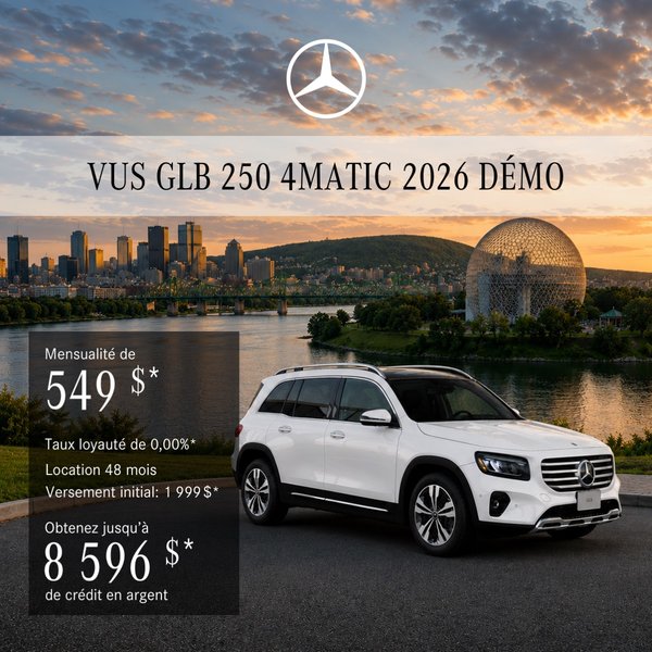 VUS GLB 250 4MATIC 2026 en location à partir de 549 $/mois + taxes*