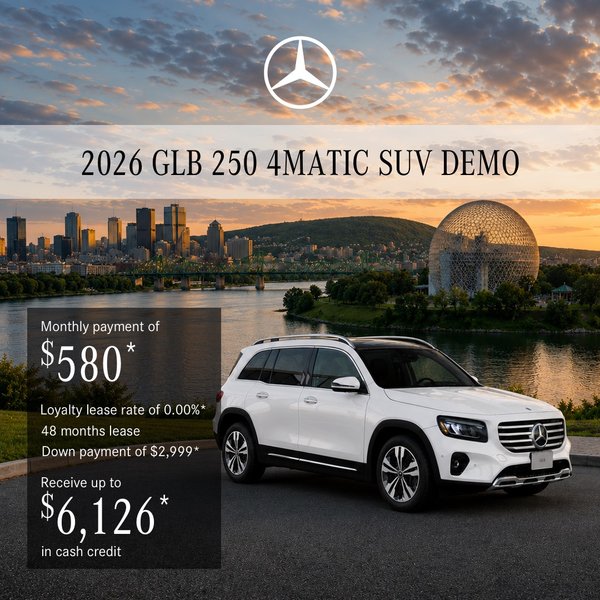 Lease the 2026 GLB 250 4MATIC SUV from $580/month + taxes*
