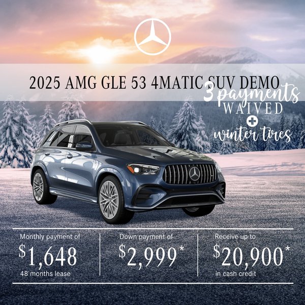 Lease the 2025 AMG GLE 53 4MATIC+ SUV from $1,648/per month + tax.