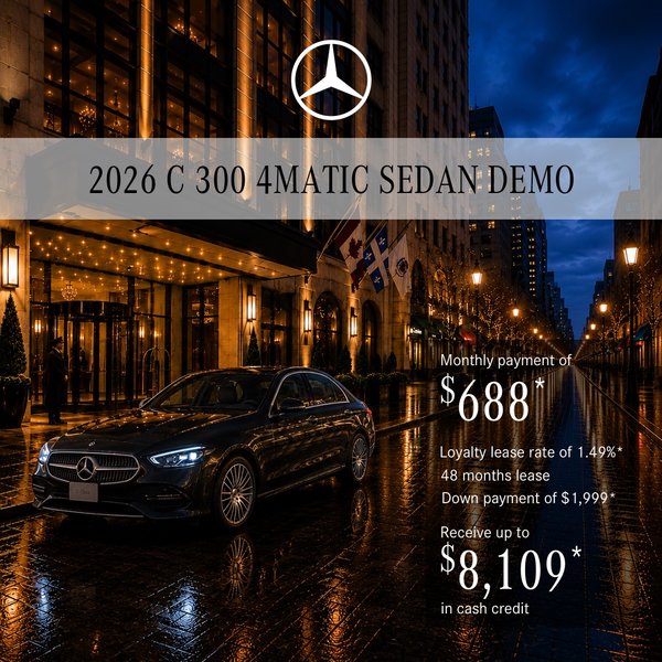 Lease the 2026 C 300 4MATIC Sedan from $688/month + tax*