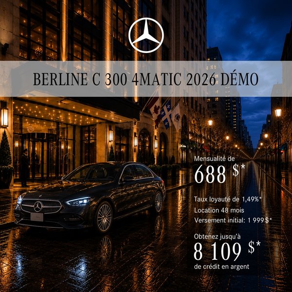 Berline C 300 4MATIC 2026 en location à partir de 688 $/mois + taxes*