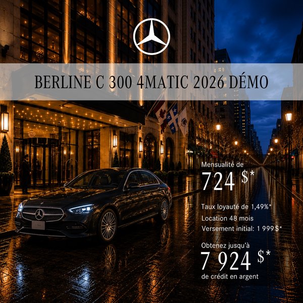Berline C 300 4MATIC 2026 en location à partir de 724 $/mois + taxes*