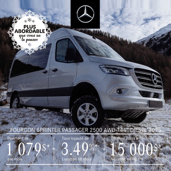 FOURGON SPRINTER PASSAGER 2500 Diesel AWD, 2025, à partir de 1 079 $*/mois+tx