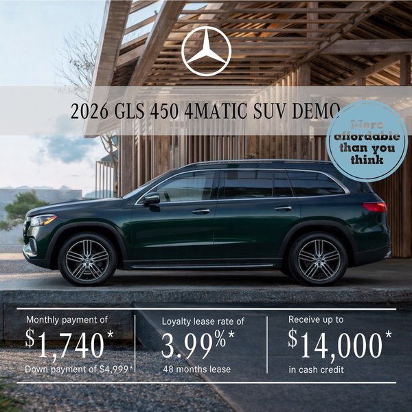 Lease the 2026 GLS 450 4MATIC SUV from $1,740/month + taxes*