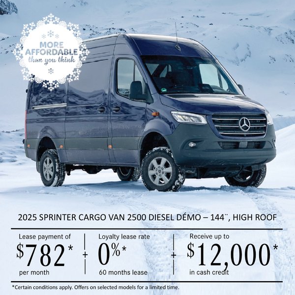 2025 SPRINTER CARGO VAN 2500 144¨ from $782/month*+tx