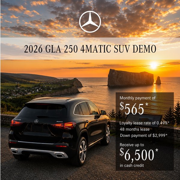 Lease the 2026 GLA 250 4MATIC SUV from $565/month + taxes*