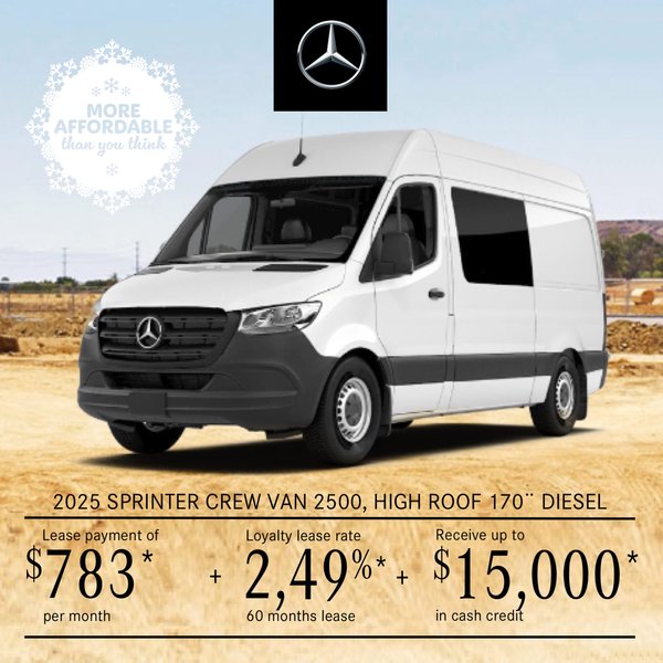 2025 SPRINTER CREW VAN 2500 from $783/month*+tx