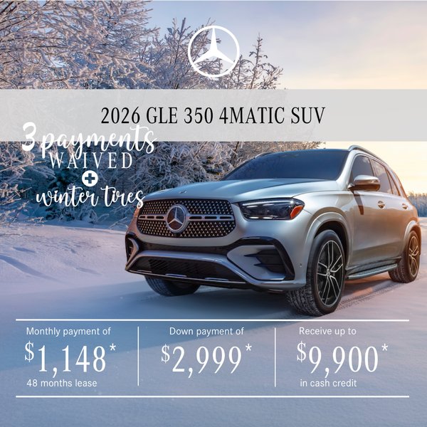 Lease the 2026 GLE 350 4MATIC SUV from $1,148/per month + tax.
