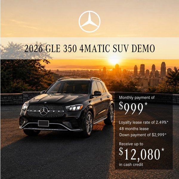 Lease the 2026 GLE 350 4MATIC SUV from $999/month + taxes*