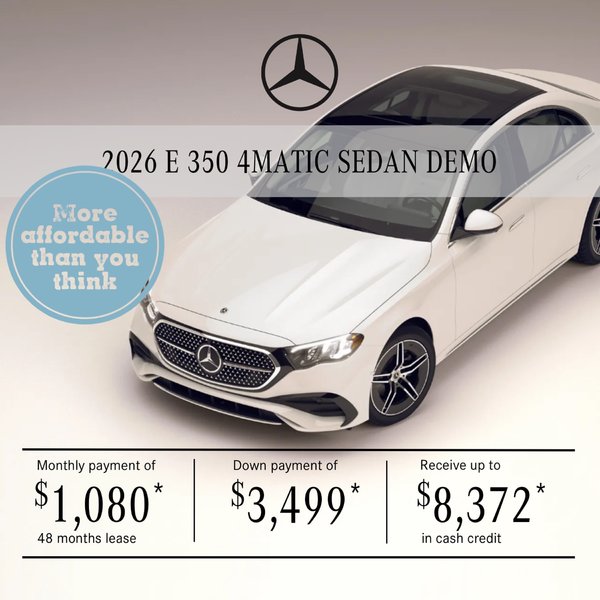 Lease the 2026 E 350 4MATIC Sedan from $1,080/month + tax*