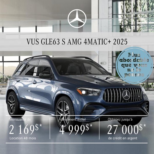 VUS AMG GLE 63 S 4MATIC+ 2025 en location à partir de 2 169 $/mois + taxes*