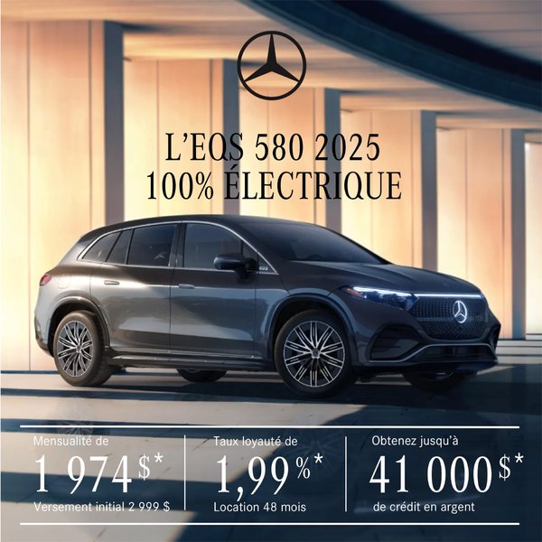 VUS EQS 580 4MATIC 2025 en location à partir de 1 974 $/mois + taxes*