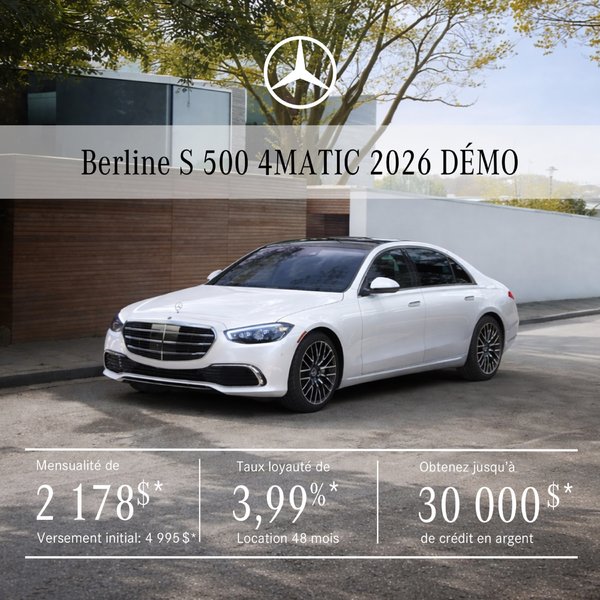 Berline S 500 4MATIC 2026 en location à partir de 2 178 $/mois + taxes*