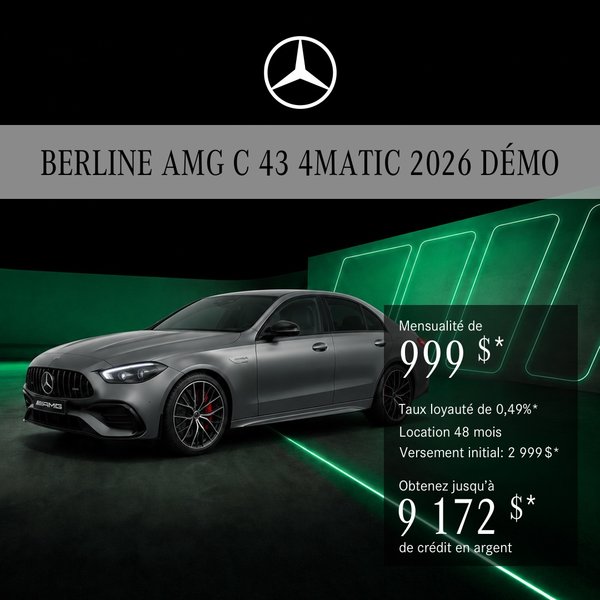 Berline AMG C 43 4MATIC 2026 en location à partir de 999 $/mois + taxes*