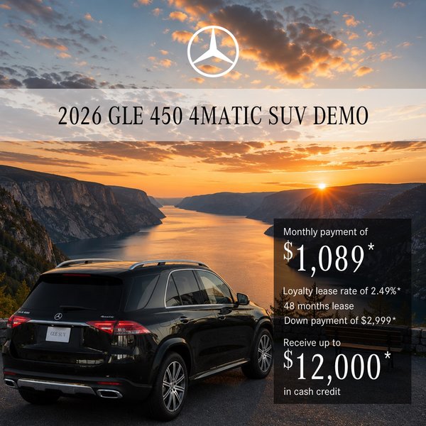 Lease the 2026 GLE 450 4MATIC SUV from $1,089/month + taxes*