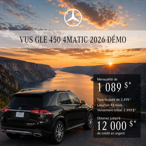 VUS GLE 450 4MATIC 2026 en location à partir de 1 089 $/mois + taxes*