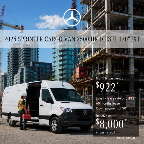 2026 Sprinter Cargo Van 2500 High Roof Diesel – 170