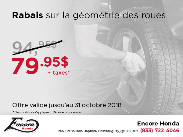 Rabais sur la géométrie des roues