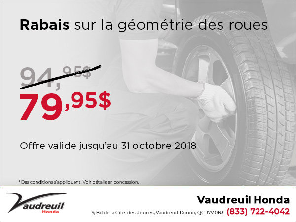 Rabais sur la géométrie des roues