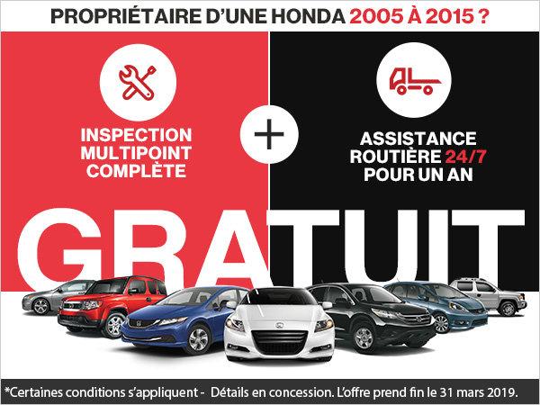 Inspection multipoint et assistance routière sans frais!