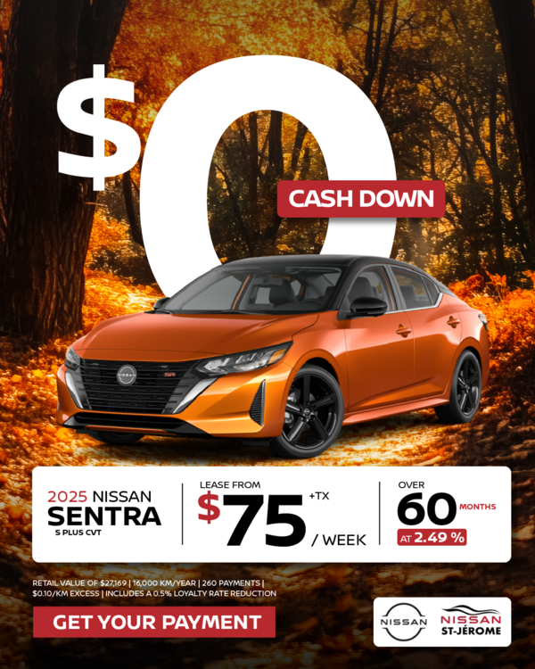 Get the 2025 Sentra S PLUS CVT Today!