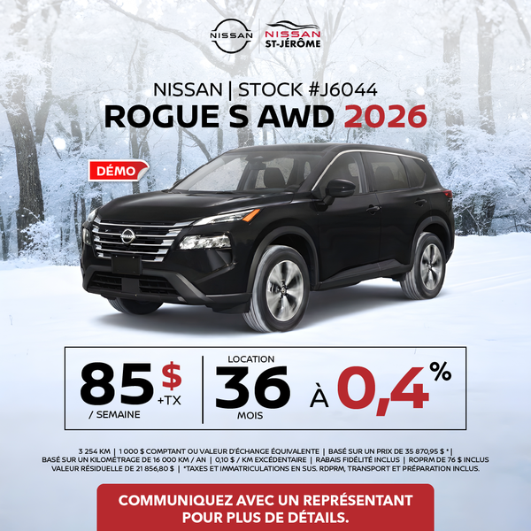 Obtenez le Rogue S AWD 2026