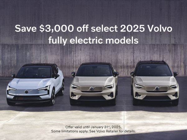 Save $3,000 off select 2025 Volvo BEVs