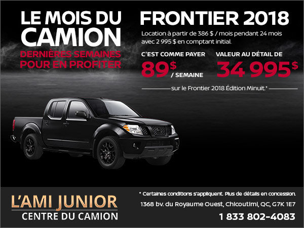 Obtenez le Nissan Frontier 2018 dès aujourd'hui!