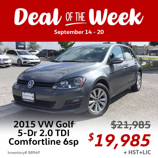 $2,000 off 2015 Volkswagen Golf 5-Dr 2.0 TDI Comfortline 6sp