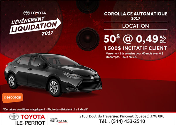 La Toyota Corolla 2017 en rabais