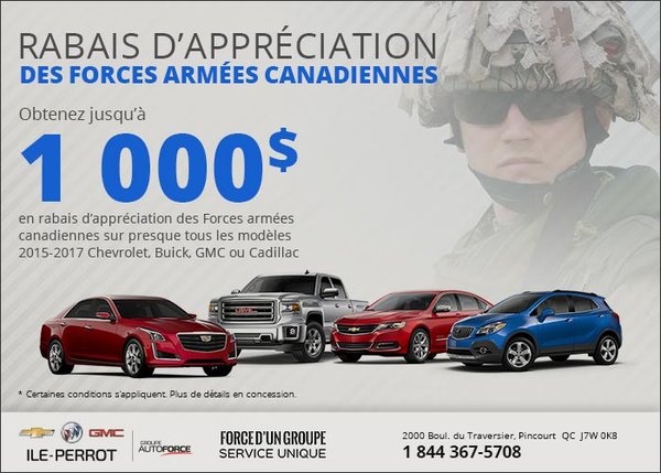 Rabais d'appréciation des Forces armées canadiennes