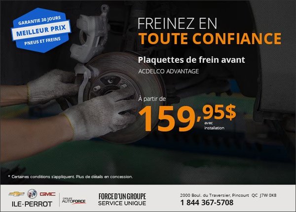 Plaquettes de frein avant à partir de 159,95$