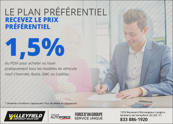 Plan préférentiel Chevrolet Buick GMC