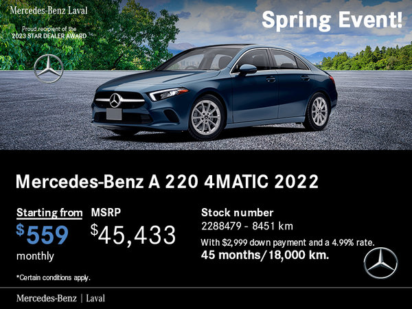 2022 Mercedes-Benz A220 starting at $559 monthly*