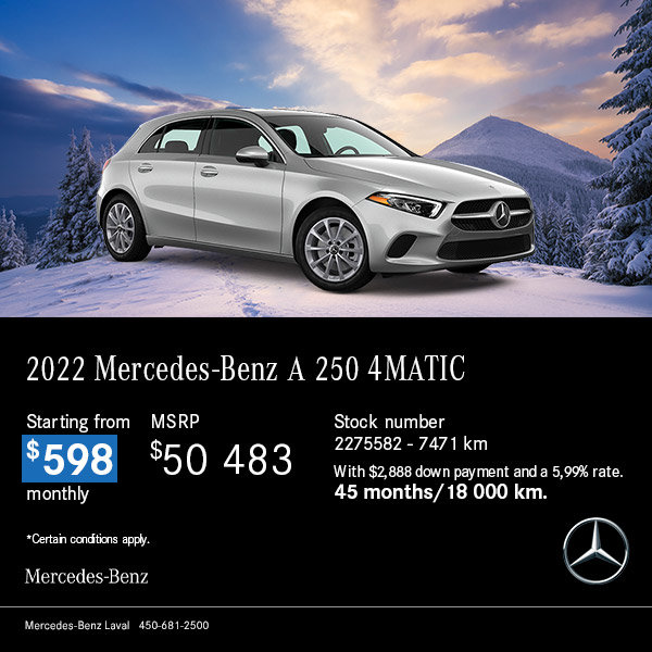 2022 Mercedes-Benz A250 4MATIC starting at 598$ per month.*