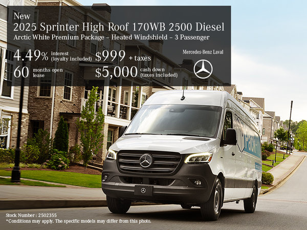 New 2025 Sprinter High Roof 170WB 2500 Diesel