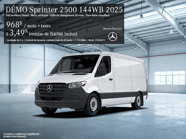 DÉMONSTRATEUR 2025 - Sprinter 2500 144 empattement 2025, toit surélevé, moteur Diesel – Blanc Arctique